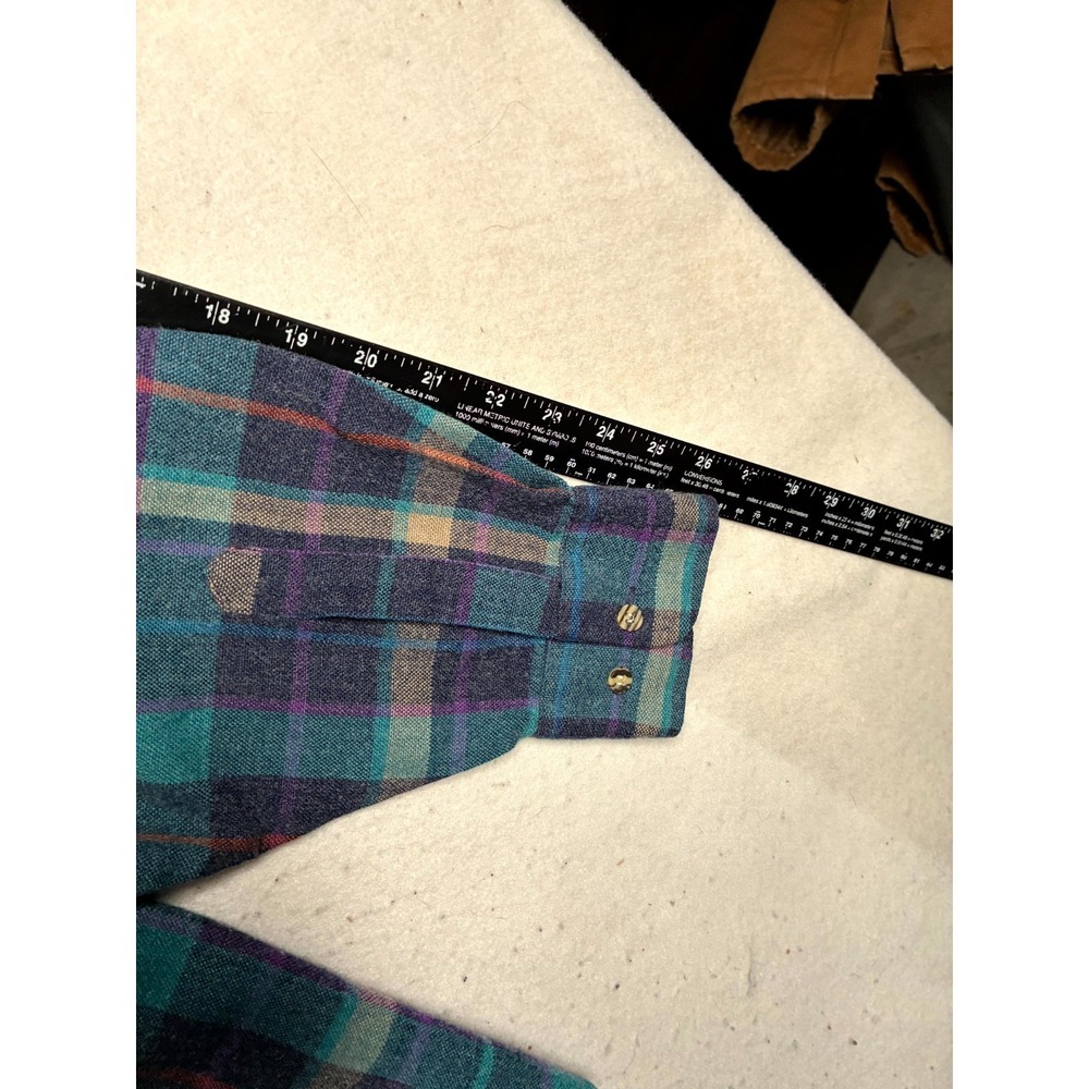 VTG Boulevard for Tall Man Shirt Mens XLT 17-17.5 Multi Plaid Flannel Button Up - Picture 8 of 10